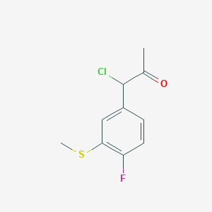 molecular formula C10H10ClFOS B14040550 1-Chloro-1-(4-fluoro-3-(methylthio)phenyl)propan-2-one 