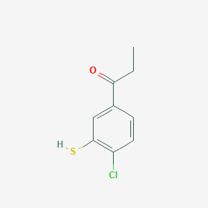 molecular formula C9H9ClOS B14040600 1-(4-Chloro-3-mercaptophenyl)propan-1-one 