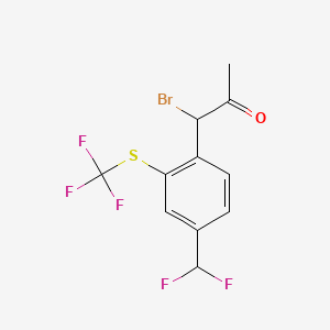 molecular formula C11H8BrF5OS B14040634 1-Bromo-1-(4-(difluoromethyl)-2-(trifluoromethylthio)phenyl)propan-2-one 