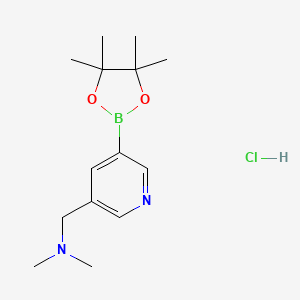 molecular formula C14H24BClN2O2 B14040716 N,N-dimethyl-1-(5-(4,4,5,5-tetramethyl-1,3,2-dioxaborolan-2-yl)pyridin-3-yl)methanamine hydrochloride 