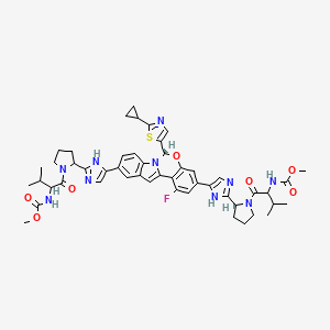 methyl N-[1-[(2S)-2-[5-[(6S)-6-(2-cyclopropyl-1,3-thiazol-5-yl)-1-fluoro-10-[2-[1-[2-(methoxycarbonylamino)-3-methylbutanoyl]pyrrolidin-2-yl]-1H-imidazol-5-yl]-6H-indolo[1,2-c][1,3]benzoxazin-3-yl]-1H-imidazol-2-yl]pyrrolidin-1-yl]-3-methyl-1-oxobutan-2-yl]carbamate