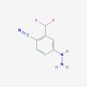 molecular formula C8H7F2N3 B14040957 1-(4-Cyano-3-(difluoromethyl)phenyl)hydrazine 