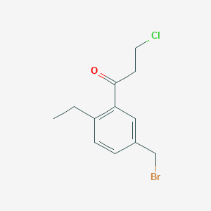 molecular formula C12H14BrClO B14041008 1-(5-(Bromomethyl)-2-ethylphenyl)-3-chloropropan-1-one 