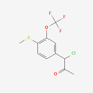 molecular formula C11H10ClF3O2S B14041308 1-Chloro-1-(4-(methylthio)-3-(trifluoromethoxy)phenyl)propan-2-one 