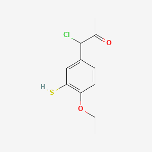 molecular formula C11H13ClO2S B14041363 1-Chloro-1-(4-ethoxy-3-mercaptophenyl)propan-2-one 