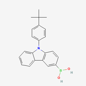 molecular formula C22H22BNO2 B14041391 (9-(4-(Tert-butyl)phenyl)-9h-carbazol-3-yl)boronic acid 