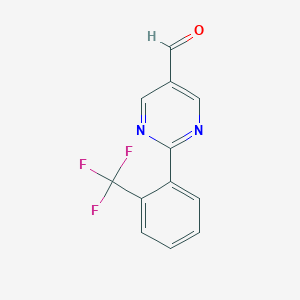 molecular formula C12H7F3N2O B14041472 2-(2-(Trifluoromethyl)phenyl)pyrimidine-5-carboxaldehyde 