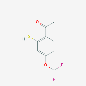 molecular formula C10H10F2O2S B14041553 1-(4-(Difluoromethoxy)-2-mercaptophenyl)propan-1-one 