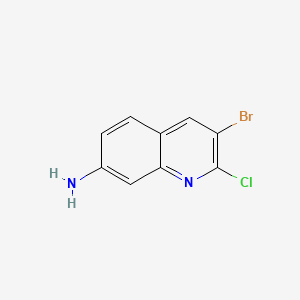 molecular formula C9H6BrClN2 B14041571 3-Bromo-2-chloroquinolin-7-amine 