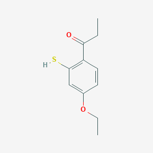 molecular formula C11H14O2S B14041600 1-(4-Ethoxy-2-mercaptophenyl)propan-1-one 