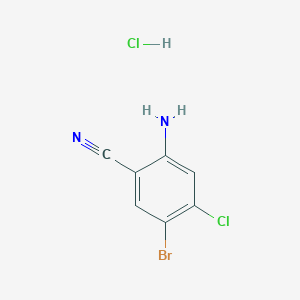 molecular formula C7H5BrCl2N2 B14041602 2-Amino-5-bromo-4-chlorobenzonitrile hcl 