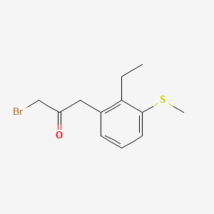 molecular formula C12H15BrOS B14041660 1-Bromo-3-(2-ethyl-3-(methylthio)phenyl)propan-2-one 