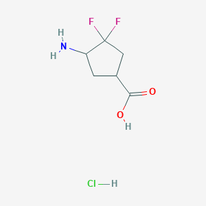 molecular formula C6H10ClF2NO2 B14041783 4-Amino-3,3-difluorocyclopentanecarboxylic acid hcl 