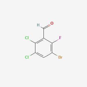 molecular formula C7H2BrCl2FO B14041794 3-Bromo-5,6-dichloro-2-fluorobenzaldehyde 