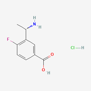 molecular formula C9H11ClFNO2 B14041799 (S)-3-(1-Aminoethyl)-4-fluorobenzoic acid hydrochloride 