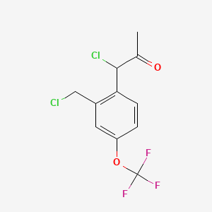 molecular formula C11H9Cl2F3O2 B14041857 1-Chloro-1-(2-(chloromethyl)-4-(trifluoromethoxy)phenyl)propan-2-one 