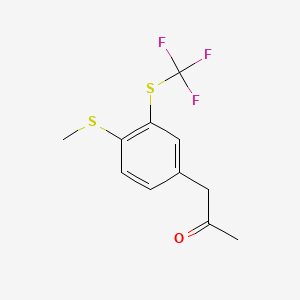 molecular formula C11H11F3OS2 B14041881 1-(4-(Methylthio)-3-(trifluoromethylthio)phenyl)propan-2-one 