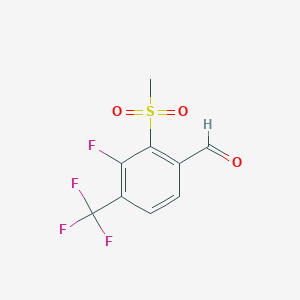 molecular formula C9H6F4O3S B14041928 3-Fluoro-2-(methylsulfonyl)-4-(trifluoromethyl)benzaldehyde 