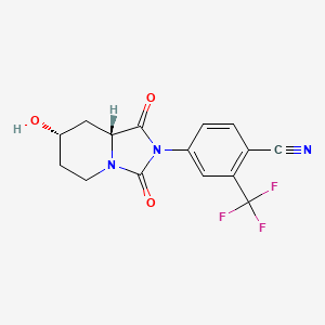 molecular formula C15H12F3N3O3 B14042138 4-((7S,8AR)-7-hydroxy-1,3-dioxohexahydroimidazo[1,5-a]pyridin-2(3H)-yl)-2-(trifluoromethyl)benzonitrile 