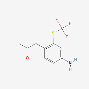 molecular formula C10H10F3NOS B14042167 1-(4-Amino-2-(trifluoromethylthio)phenyl)propan-2-one 