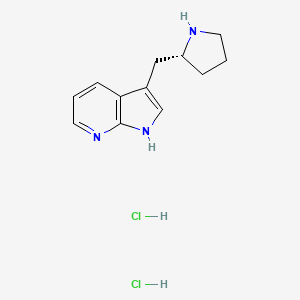 molecular formula C12H17Cl2N3 B14042173 (R)-3-(Pyrrolidin-2-ylmethyl)-1H-pyrrolo[2,3-b]pyridine dihydrochloride 