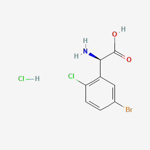 molecular formula C8H8BrCl2NO2 B14042295 (2R)-2-Amino-2-(5-bromo-2-chlorophenyl)acetic acid hydrochloride 