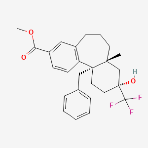 molecular formula C26H29F3O3 B14042315 (3R,4AR,11BS)-Methyl 11B-benzyl-3-hydroxy-4A-methyl-3-(trifluoromethyl)-2,3,4,4A,5,6,7,11B-octahydro-1H-dibenzo[A,C][7]annulene-9-carboxylate 