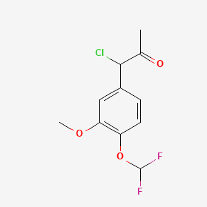 molecular formula C11H11ClF2O3 B14042344 1-Chloro-1-(4-(difluoromethoxy)-3-methoxyphenyl)propan-2-one 