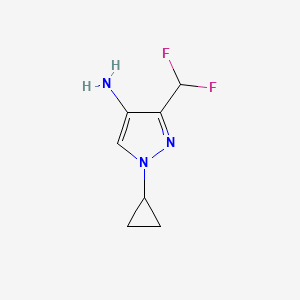 molecular formula C7H9F2N3 B14042348 1-Cyclopropyl-3-(difluoromethyl)-1H-pyrazol-4-amine 