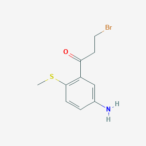 molecular formula C10H12BrNOS B14042364 1-(5-Amino-2-(methylthio)phenyl)-3-bromopropan-1-one 