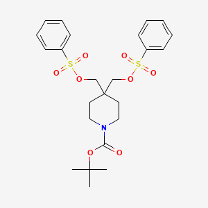 molecular formula C24H31NO8S2 B14042404 Tert-butyl 4,4-bis(((phenylsulfonyl)oxy)methyl)piperidine-1-carboxylate 