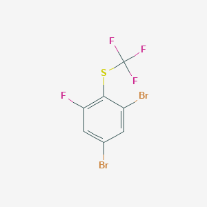 molecular formula C7H2Br2F4S B14042405 1,5-Dibromo-3-fluoro-2-(trifluoromethylthio)benzene CAS No. 1806351-89-2