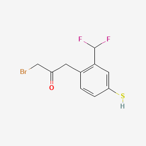 molecular formula C10H9BrF2OS B14042441 1-Bromo-3-(2-(difluoromethyl)-4-mercaptophenyl)propan-2-one 