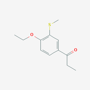 molecular formula C12H16O2S B14042519 1-(4-Ethoxy-3-(methylthio)phenyl)propan-1-one 