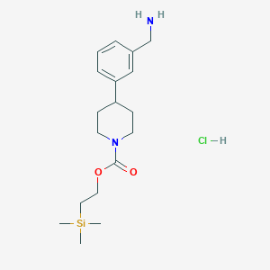 molecular formula C18H31ClN2O2Si B1404256 2-(三甲基甲硅烷基)乙基 4-(3-(氨基甲基)苯基)-哌啶-1-羧酸盐盐酸盐 CAS No. 725228-56-8