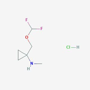 molecular formula C6H12ClF2NO B14042595 1-((Difluoromethoxy)methyl)-N-methylcyclopropan-1-amine hcl 