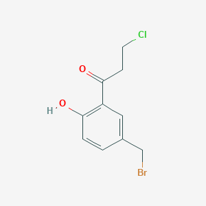 molecular formula C10H10BrClO2 B14042618 1-(5-(Bromomethyl)-2-hydroxyphenyl)-3-chloropropan-1-one 