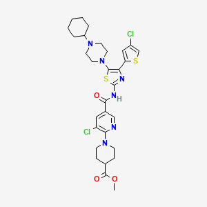 Methyl 1-(3-chloro-5-((4-(4-chlorothiophen-2-yl)-5-(4-cyclohexylpiperazin-1-yl)thiazol-2-yl)carbamoyl)pyridin-2-yl)piperidine-4-carboxylate