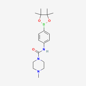 molecular formula C18H28BN3O3 B1404282 1-哌嗪甲酰胺，4-甲基-N-[4-(4,4,5,5-四甲基-1,3,2-二氧杂硼环-2-基)苯基]- CAS No. 879486-90-5