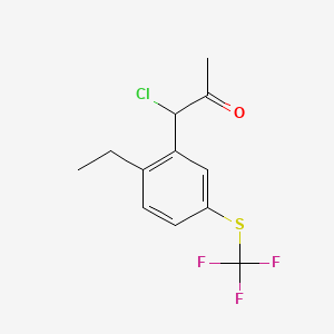 molecular formula C12H12ClF3OS B14042945 1-Chloro-1-(2-ethyl-5-(trifluoromethylthio)phenyl)propan-2-one 