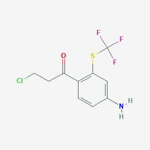 molecular formula C10H9ClF3NOS B14042959 1-(4-Amino-2-(trifluoromethylthio)phenyl)-3-chloropropan-1-one 