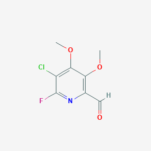 molecular formula C8H7ClFNO3 B14042960 5-Chloro-6-fluoro-3,4-dimethoxypicolinaldehyde 