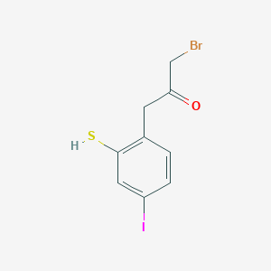 molecular formula C9H8BrIOS B14042990 1-Bromo-3-(4-iodo-2-mercaptophenyl)propan-2-one 