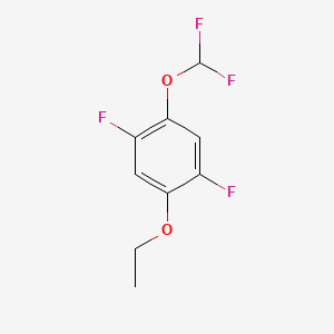 molecular formula C9H8F4O2 B14043060 1,4-Difluoro-2-difluoromethoxy-5-ethoxybenzene 