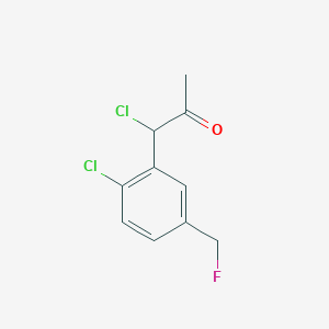 molecular formula C10H9Cl2FO B14043073 1-Chloro-1-(2-chloro-5-(fluoromethyl)phenyl)propan-2-one 