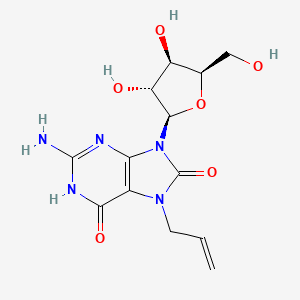 molecular formula C13H17N5O6 B14043090 2-amino-9-[(2R,3R,4R,5R)-3,4-dihydroxy-5-(hydroxymethyl)oxolan-2-yl]-7-prop-2-enyl-1H-purine-6,8-dione 