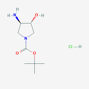 molecular formula C9H19ClN2O3 B14043139 trans-1-Boc-3-amino-4-hydroxypyrrolidine hcl 