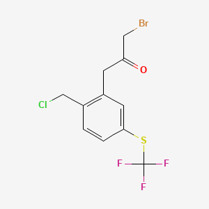 1-Bromo-3-(2-(chloromethyl)-5-(trifluoromethylthio)phenyl)propan-2-one