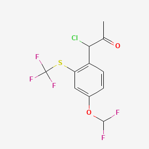 molecular formula C11H8ClF5O2S B14043165 1-Chloro-1-(4-(difluoromethoxy)-2-(trifluoromethylthio)phenyl)propan-2-one 