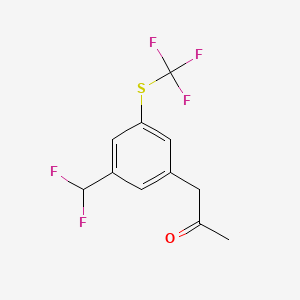 molecular formula C11H9F5OS B14043296 1-(3-(Difluoromethyl)-5-(trifluoromethylthio)phenyl)propan-2-one 